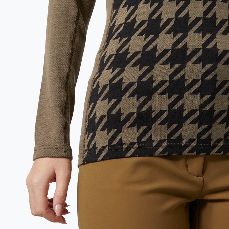 Maglia termica da donna Helly Hansen Lifa Merino Midweight Graphic Crew sepia houndstooth aop 4