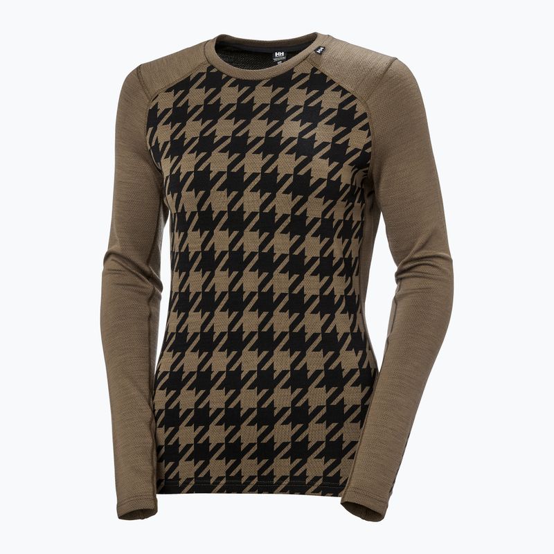 Maglia termica da donna Helly Hansen Lifa Merino Midweight Graphic Crew sepia houndstooth aop 5