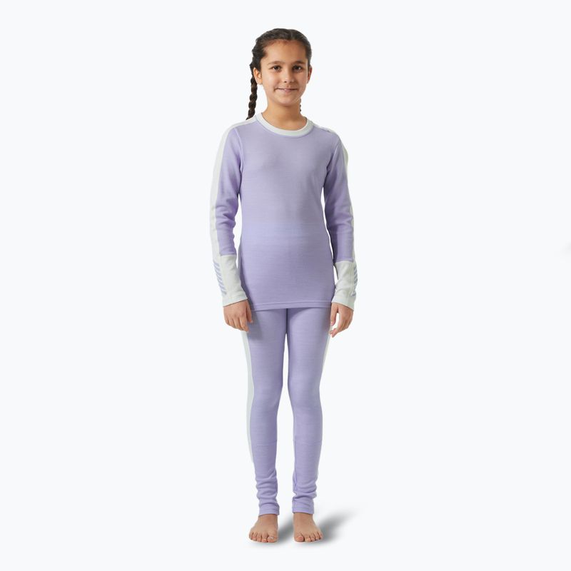 Helly Hansen JR Lifa Merino Midweight, set di intimo termico per bambini color lavanda brillante