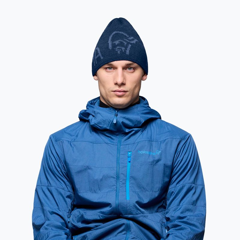 Cappello invernale NORRONA MerinoUll Logo Beanie indigo night melange 2