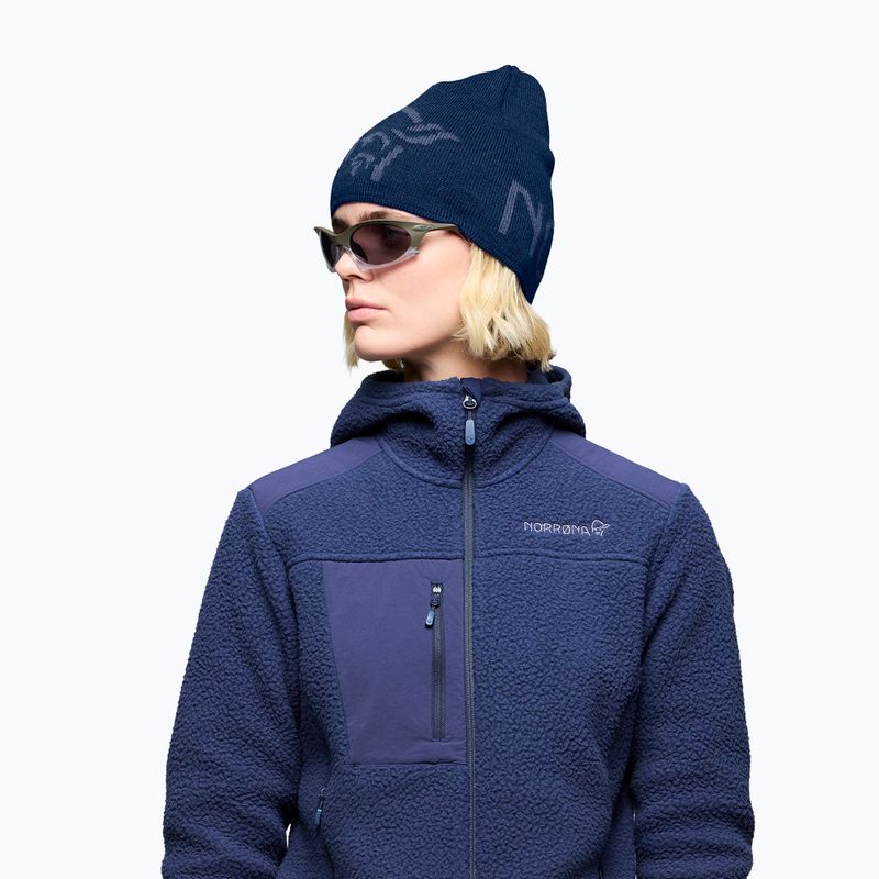 Cappello invernale NORRONA MerinoUll Logo Beanie indigo night melange 5
