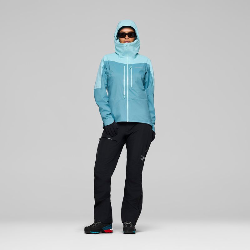 Giacca antipioggia da donna NORRONA Falketind Dri1 brittany blue/aqua haze 2