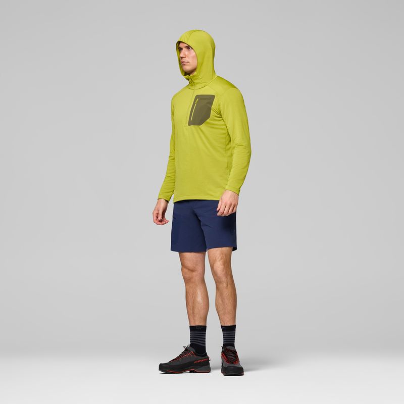 Felpa trekking da uomo NORRONA Falketind Warm1 Hood golden lime/olive night 4
