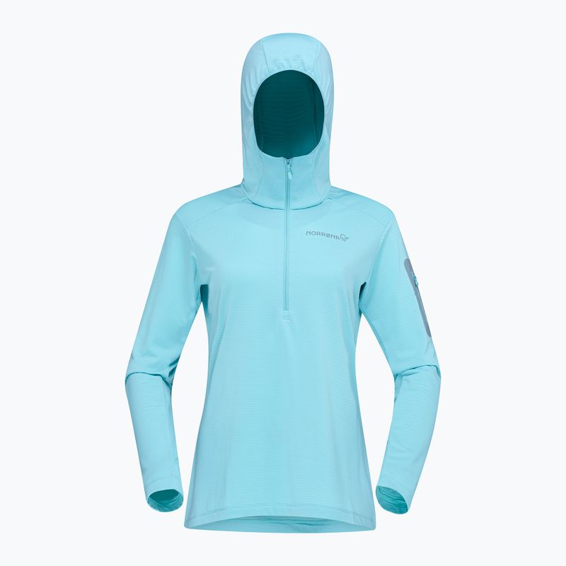 Felpa da trekking da donna NORRONA Falketind Warm1 Hood aqua haze/trooper 5