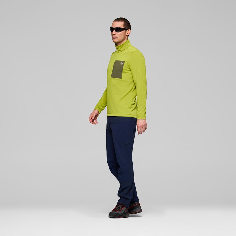 Felpa trekking da uomo NORRONA Femund Warm1 Zip Neck golden lime/olive night 4