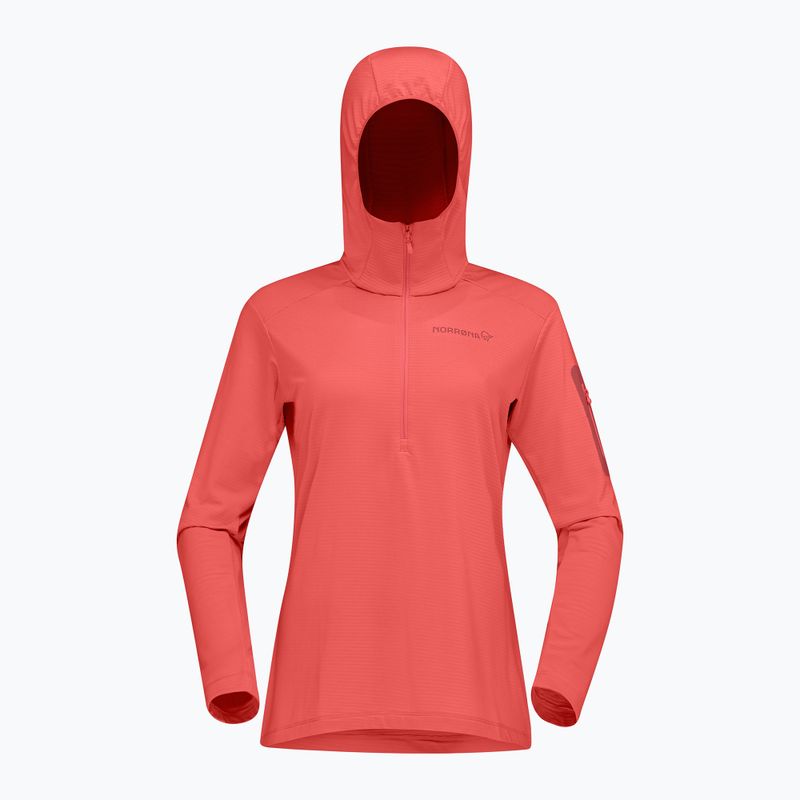 Felpa da trekking donna NORRONA Falketind Warm1 Hood deep sea coral/baked apple 5