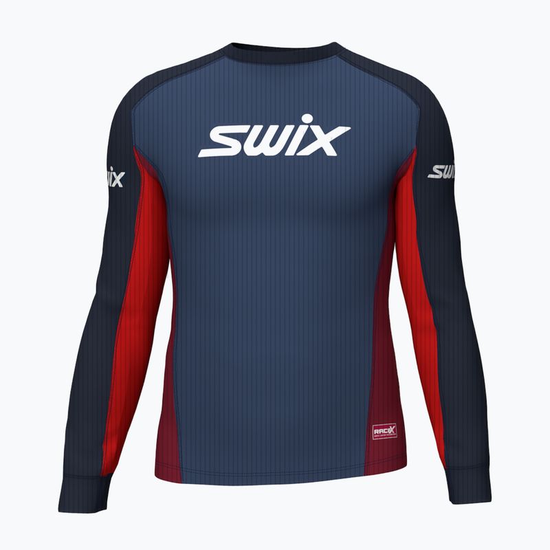 Swix Racex Bodyw Uomo manica lunga termica blu scuro/rosso rabarbaro