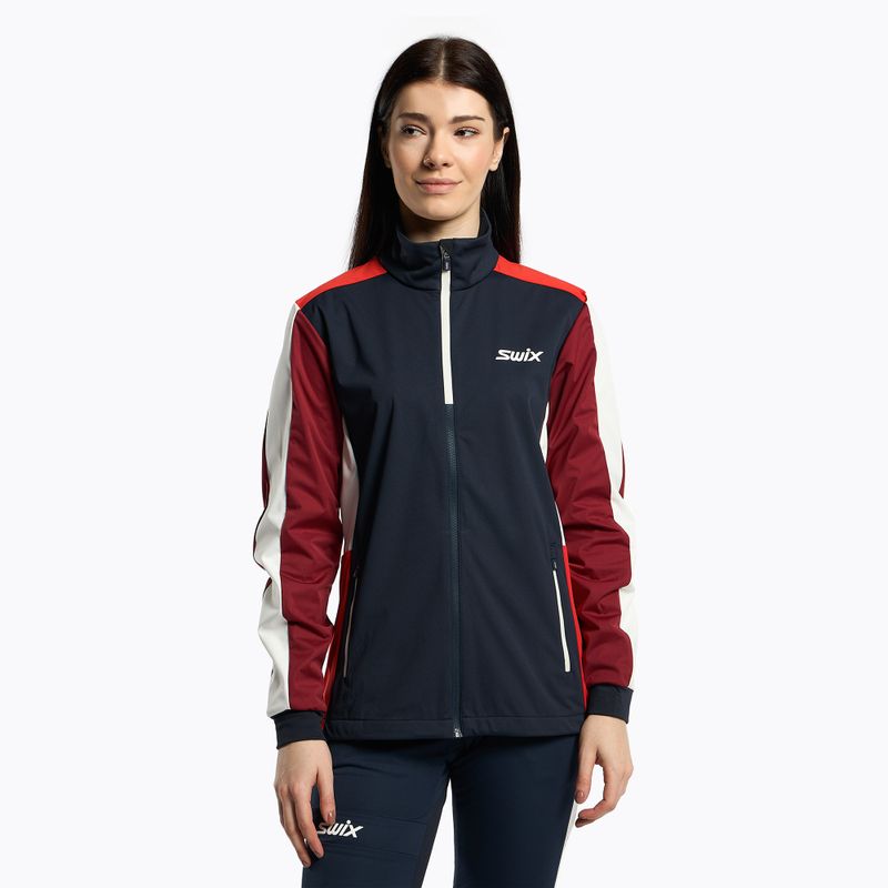 Giacca softshell da donna Swix Cross dark navy/rosso rabarbaro