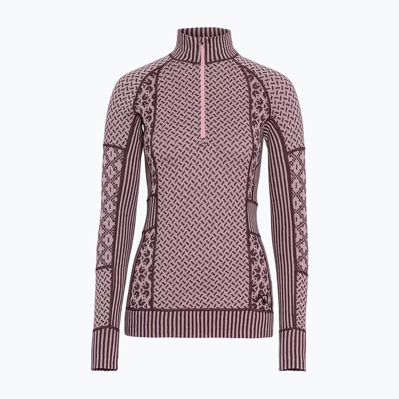 Felpa termica donna KARI TRAA Smekker Half Zip cocoa powder 4
