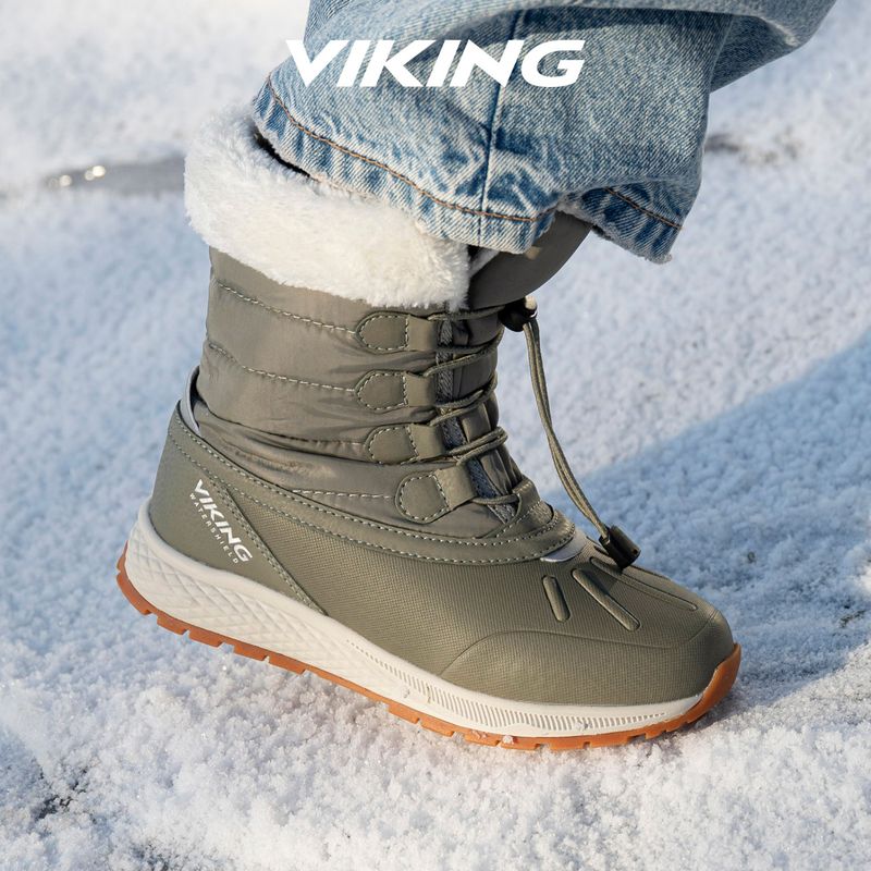 Viking Footwear Equip Caldo impermeabile Zip oliva stivali da neve per bambini 8