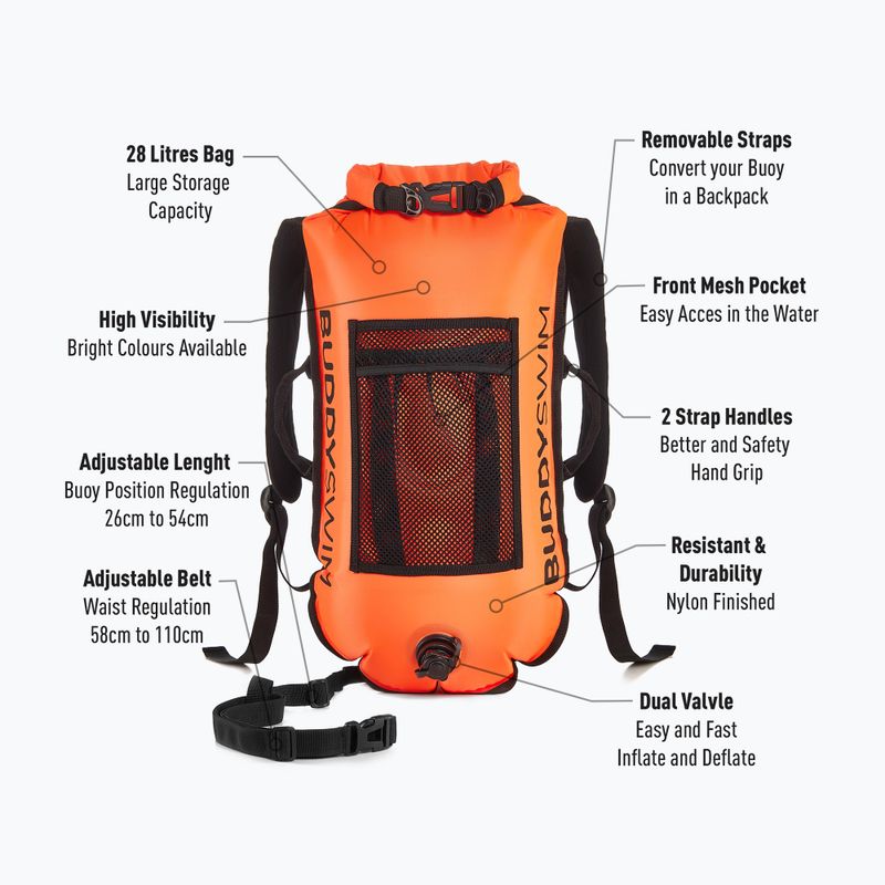 BuddySwim Zaino boa di assicurazione 28 l arancione 2