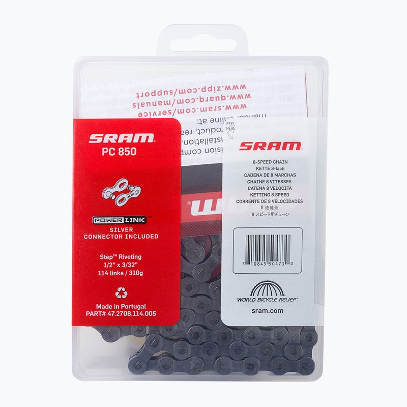 Catena bici SRAM 10 CN PC850 114LI W/ PWR LNK 8SPD 1 grigio 2