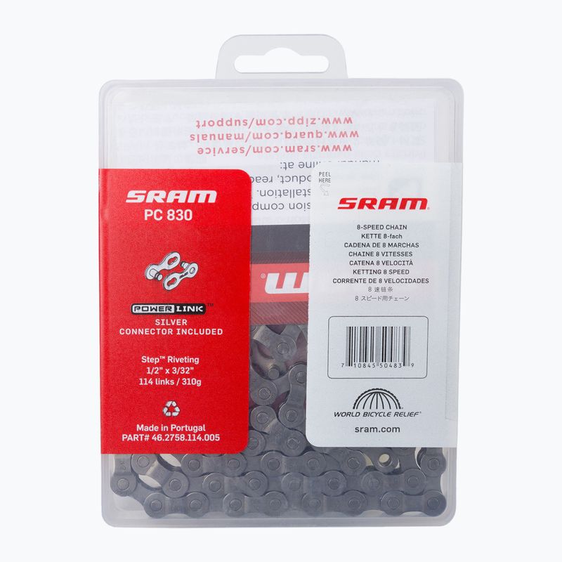 Catena bici SRAM 10 CN PC830 114LI W/ PWR LNK 8SPD 1 grigio 2