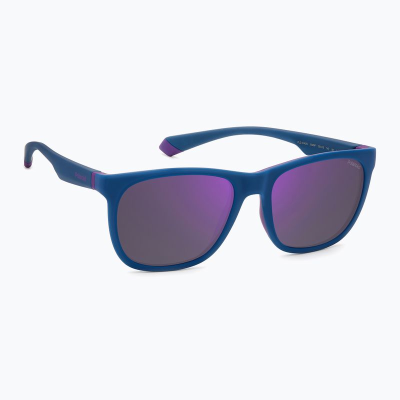 Occhiali da sole polarizzati Polaroid PLD 2140/S blu opaco/viola a specchio