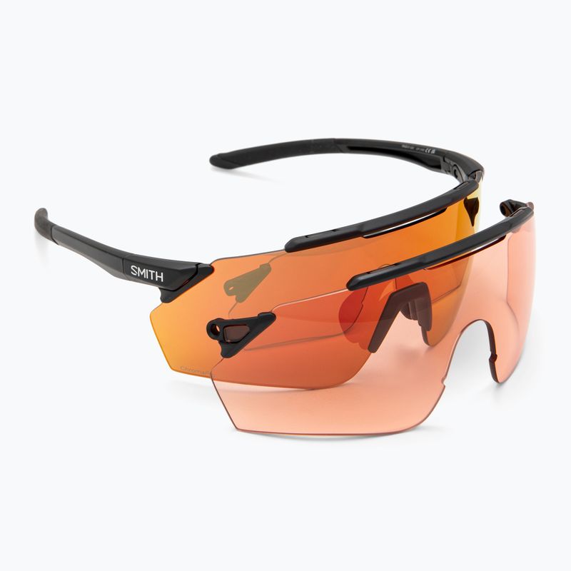Occhiali da sole Smith Ruckus nero opaco/rosso cromapop a specchio