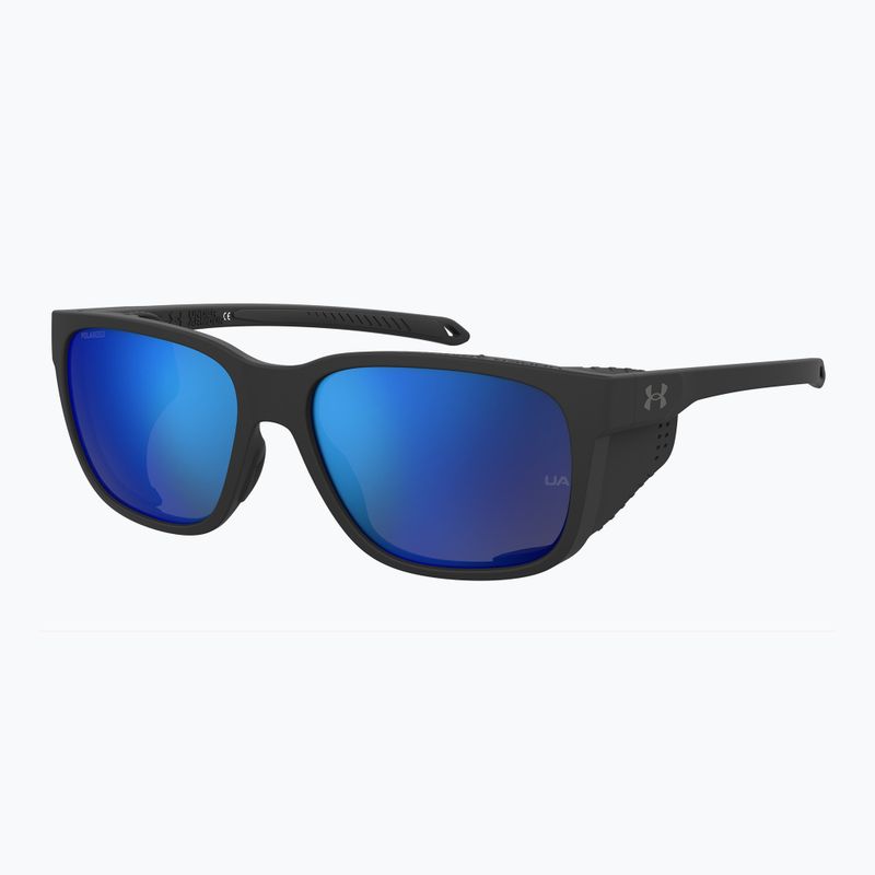 Occhiali da sole Under Armour Glacial nero opaco/grigio blu a specchio argento polarizzati da uomo o 2