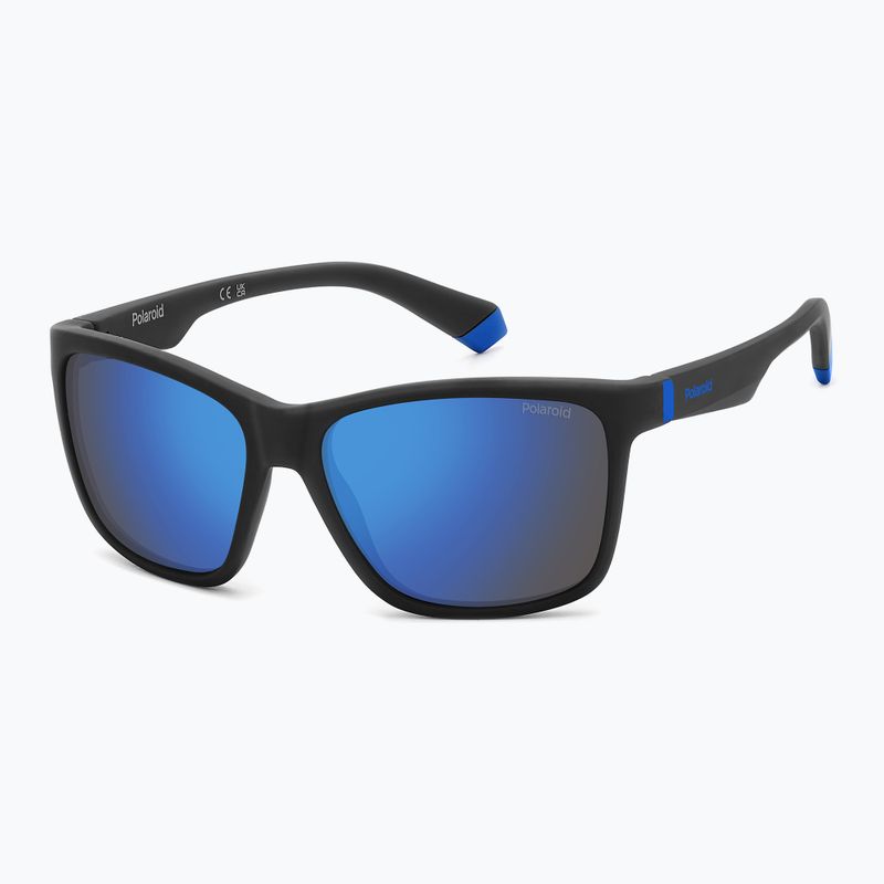 Occhiali da sole Polaroid PLD 8057/S nero opaco/blu specchiato polarizzati per bambini 2