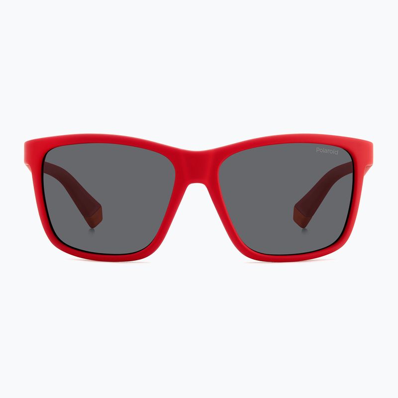 Occhiali da sole Polaroid PLD 8057/S rosso opaco/grigio polarizzato per bambini 3