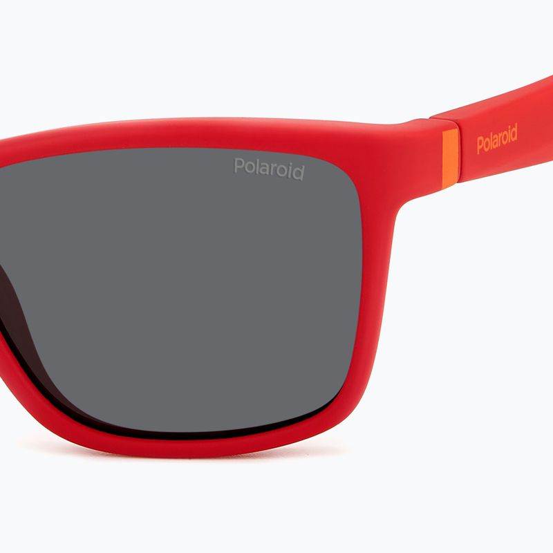 Occhiali da sole Polaroid PLD 8057/S rosso opaco/grigio polarizzato per bambini 5