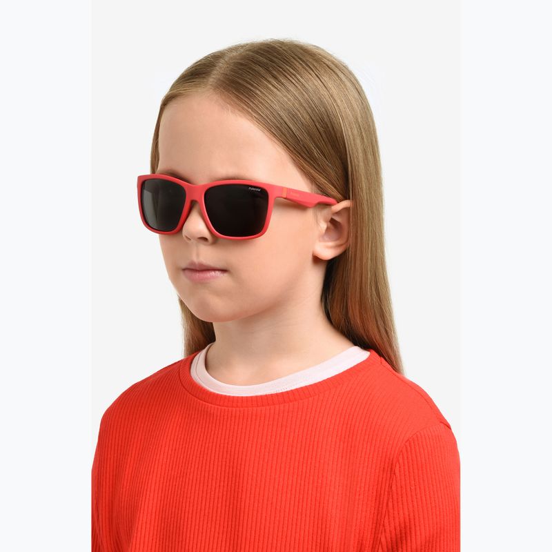 Occhiali da sole Polaroid PLD 8057/S rosso opaco/grigio polarizzato per bambini 7