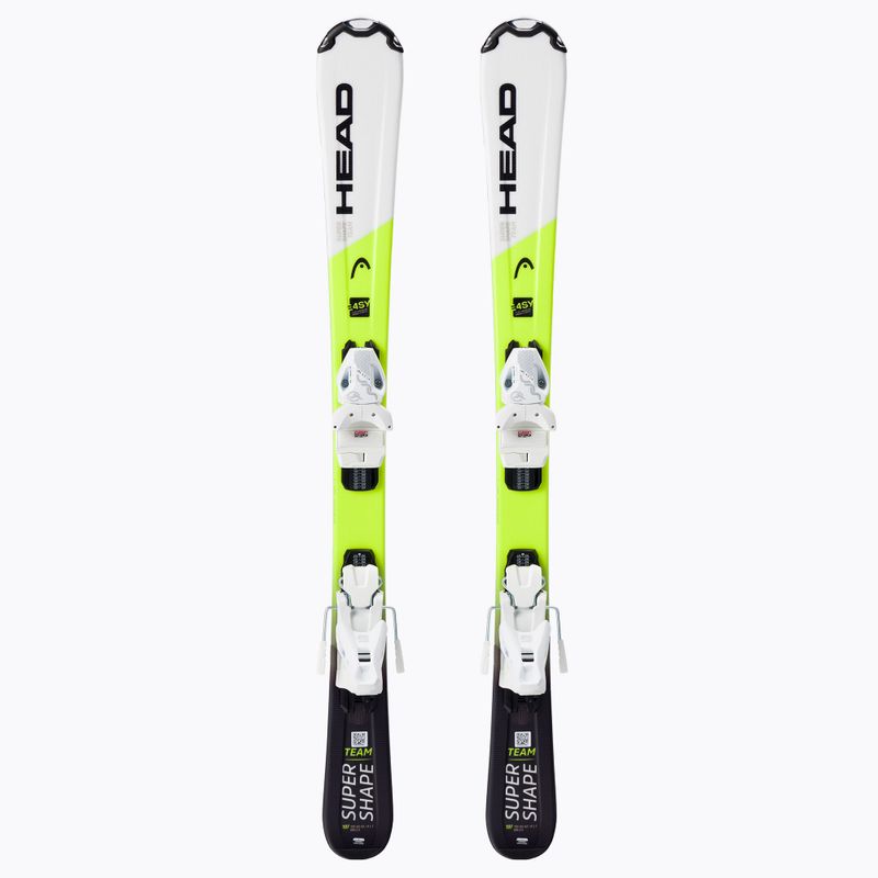 Sci da discesa per bambini HEAD Supershape Team Easy Jrs + attacchi Jrs 4.5 nero/giallo/bianco