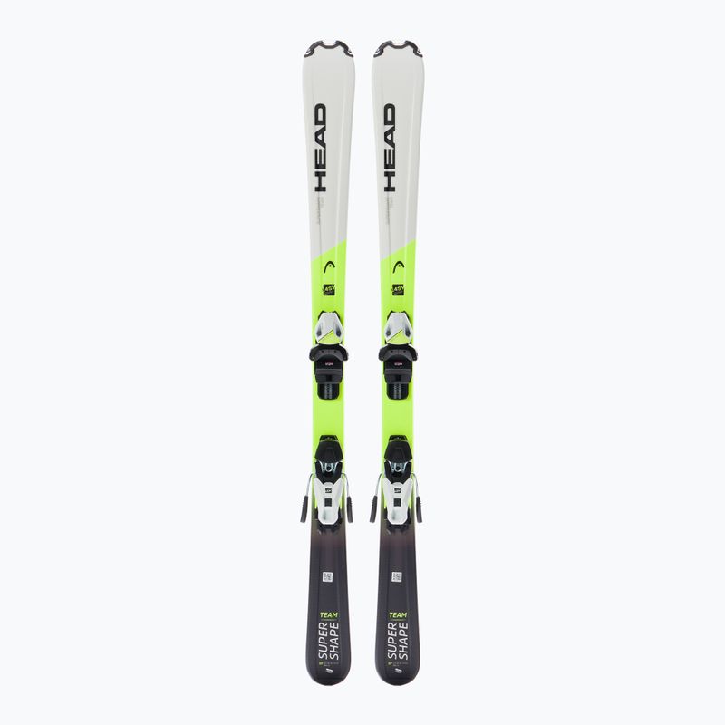 Sci da discesa per bambini HEAD Supershape Team Easy Jrs + attacchi Jrs 7,5 nero/giallo/bianco