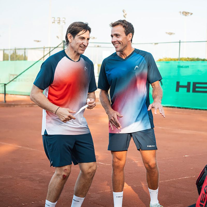 Camicia da tennis HEAD Topspin da uomo blu scuro/print vision 4