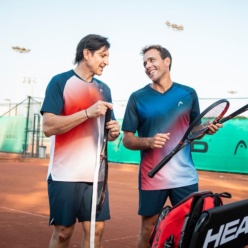 Camicia da tennis HEAD Topspin da uomo blu scuro/print vision 5