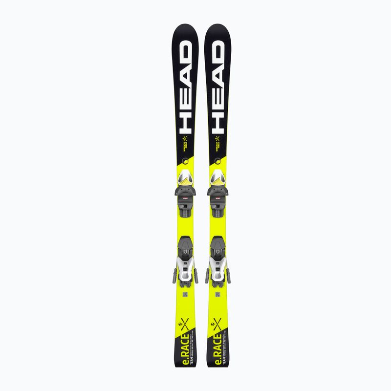 Sci da discesa per bambini HEAD WC e.Race Team SW Jrs + attacchi Jrs 7.5 nero/giallo 10