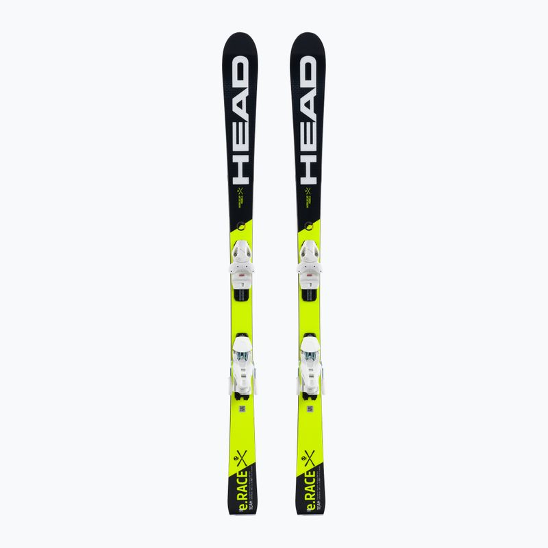 Sci da discesa per bambini HEAD WC e.Race Team SW Jrs + attacchi Jrs 7.5 nero/giallo
