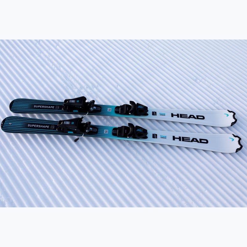 Sci da discesa per bambini HEAD Supershape Team Easy JRS + attacchi Jrs 4.5 GW CA white/blue 7