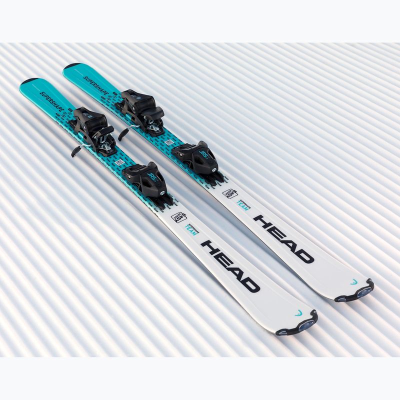 Sci da discesa per bambini HEAD Supershape Team Easy JRS + attacchi Jrs 4.5 GW CA white/blue 8