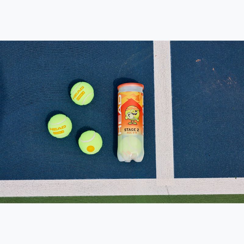 Palline da tennis per bambini HEAD Stage 2 3 pezzi arancione 4