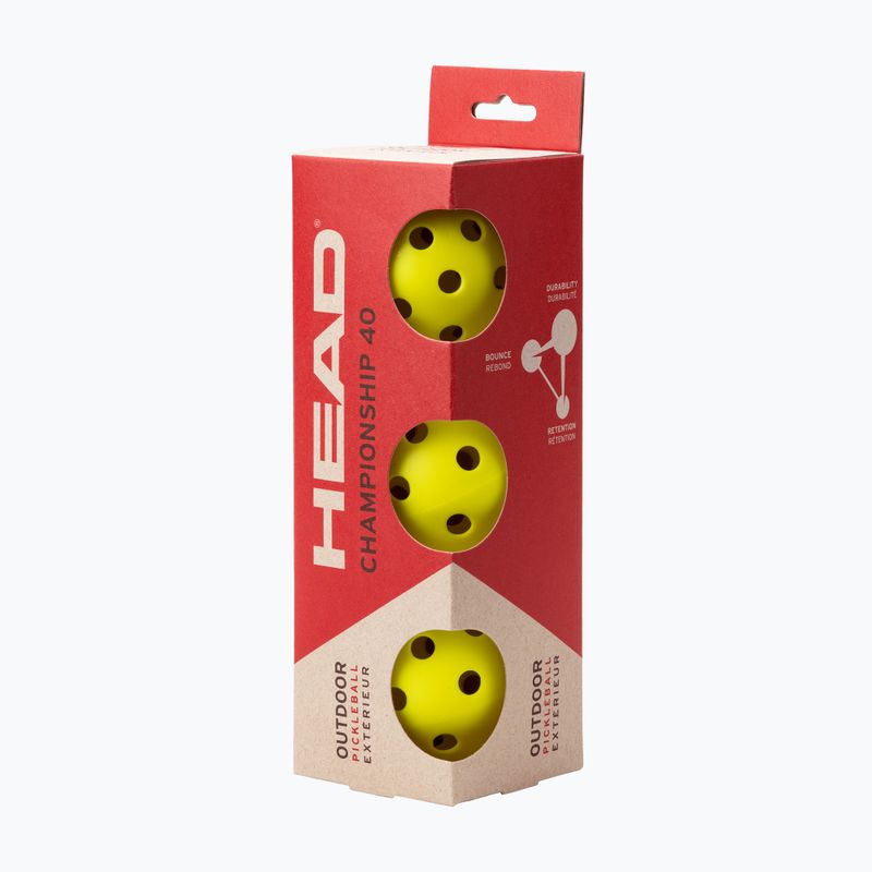 Campionato HEAD 3B 40 palline pickleball 3 pz. giallo