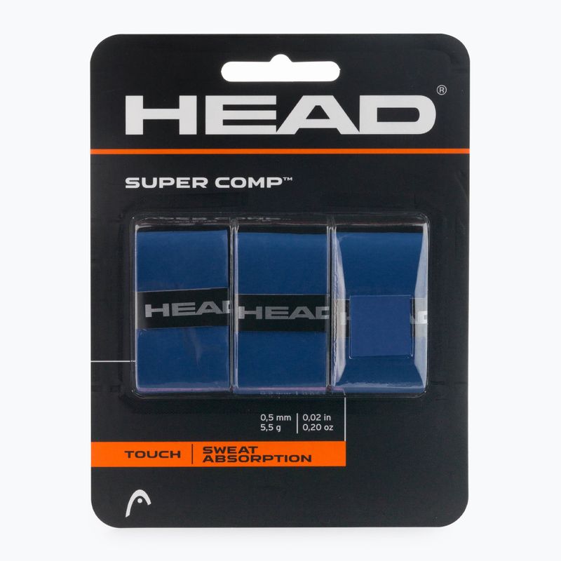 Fasce per racchette da tennis HEAD Super Comp 3 pezzi blu.