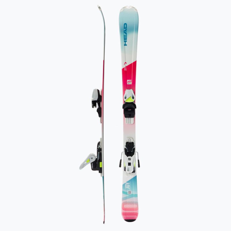 Sci da discesa per bambini HEAD Joy Easy Jrs + attacchi Jrs 4.5 bianco/blu/rosa 2