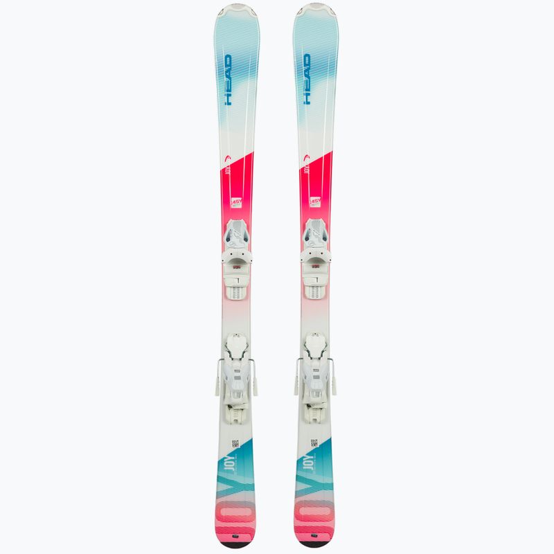Sci da discesa per bambini HEAD Joy Easy Jrs + attacchi Jrs 7.5 bianco/blu/rosa