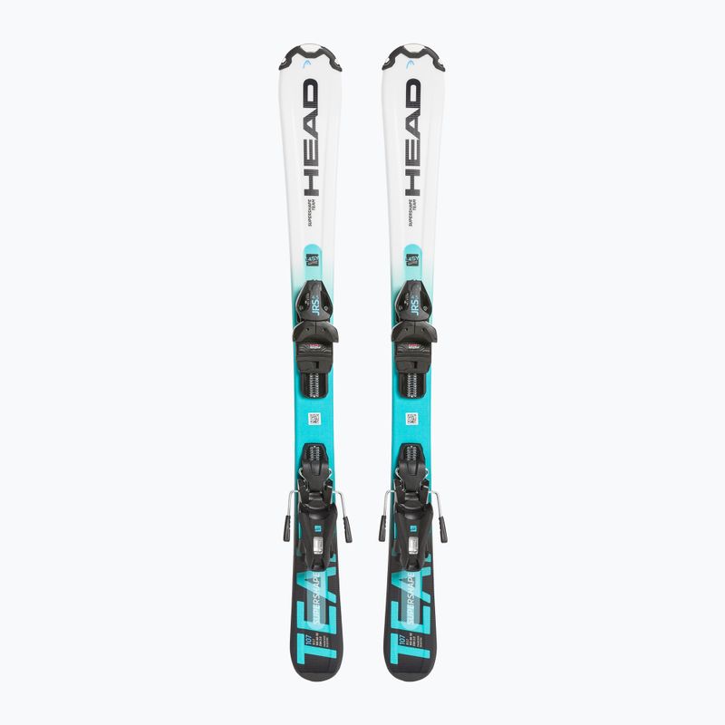 Sci da discesa per bambini HEAD Supershape Team Easy JRS + Attacchi Jrs 4.5 bianco/blu