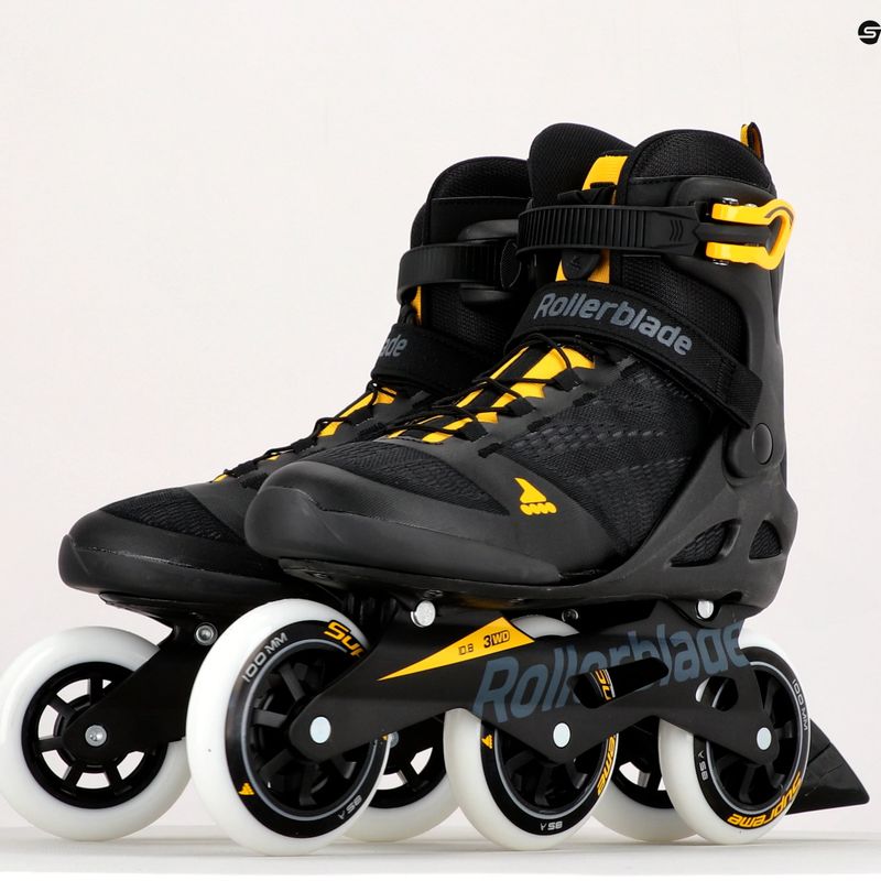 Pattini a rotelle da uomo Rollerblade Macroblade 100 3WD nero/giallo zafferano 10