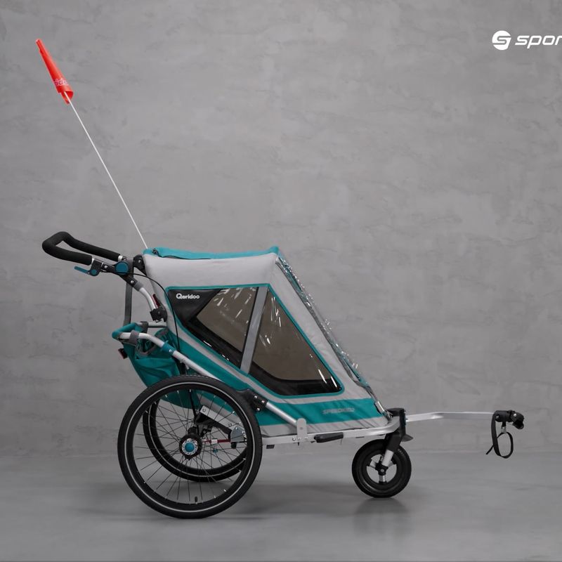 Rimorchio per biciclette Qeridoo Speedkid 2 blu petrolio 14