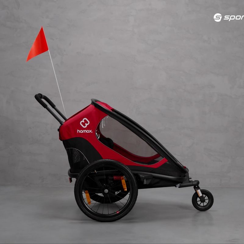 Rimorchio per biciclette Hamax Outback Twin rosso/nero 10