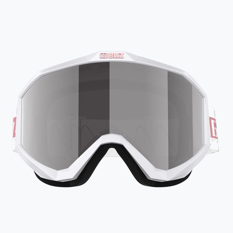Occhiali da sci per bambini Bliz Liner Jr bianco rosa logo/rosa e argento specchio 2