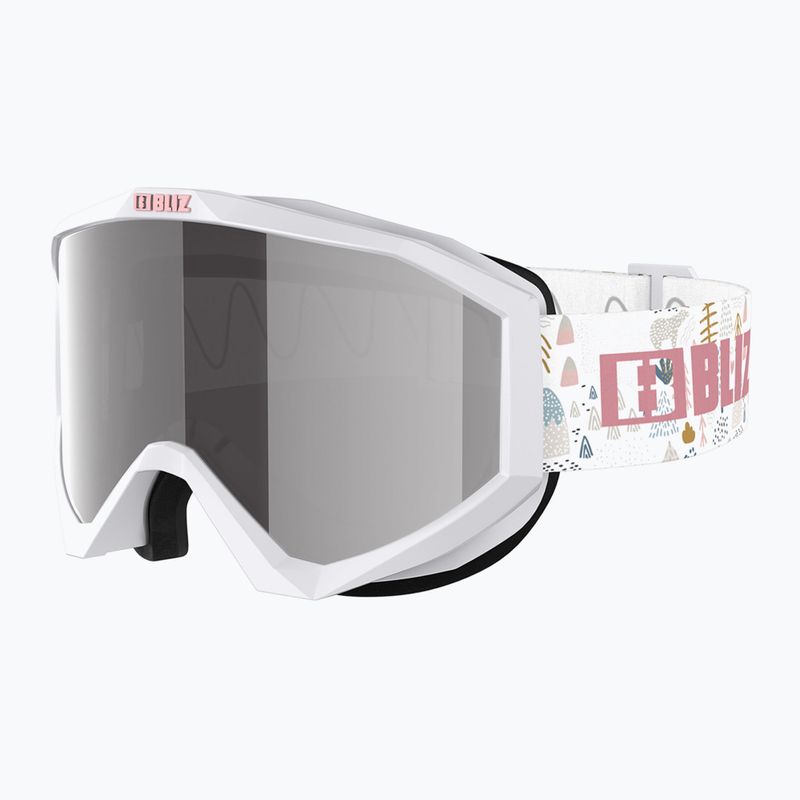 Occhiali da sci per bambini Bliz Liner Jr bianco rosa logo/rosa e argento specchio 3