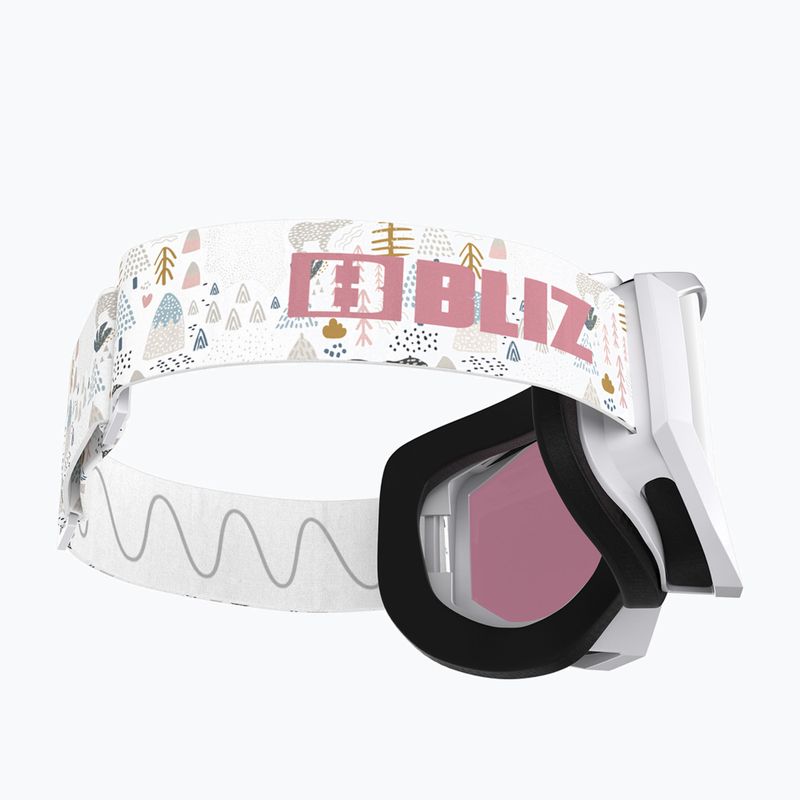 Occhiali da sci per bambini Bliz Liner Jr bianco rosa logo/rosa e argento specchio 5