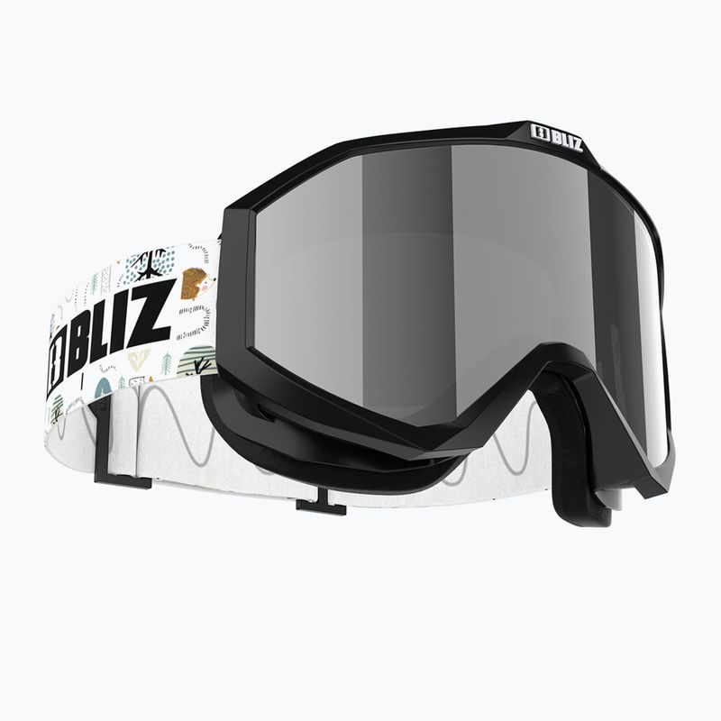 Occhiali da sci per bambini Bliz Liner Jr nero bianco logo/marrone&argento specchio