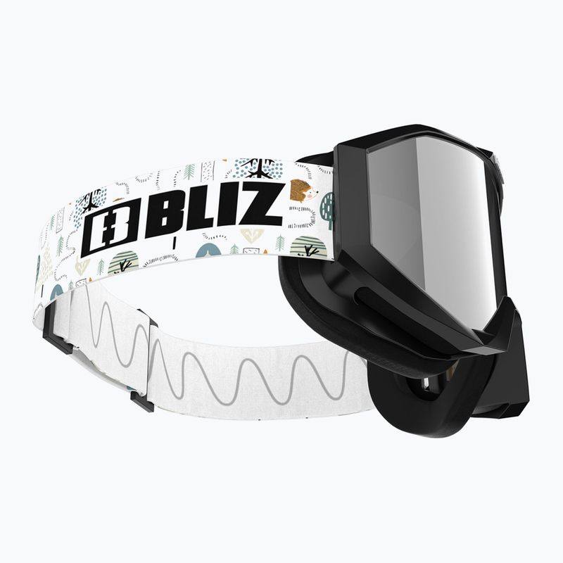 Occhiali da sci per bambini Bliz Liner Jr nero bianco logo/marrone&argento specchio 4