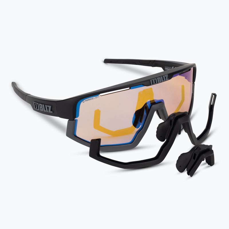 Occhiali da sole Bliz Vision Nano Optics Nordic Light nero opaco/corallo chiaro/blu arancio