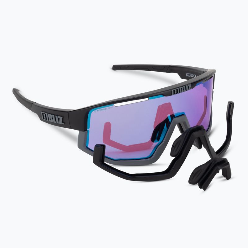 Occhiali da sole Bliz Fusion Nano Optics Nordic Light nero opaco/begonia/blu viola multi