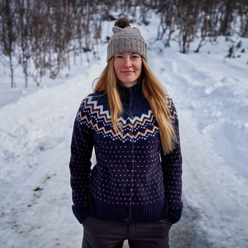 Fjällräven maglione da donna Övik Knit Cardigan navy scuro 10