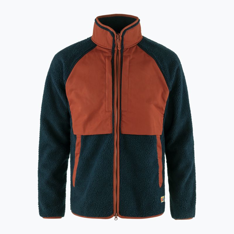 Felpa da uomo in pile Fjällräven Vardag Pile navy/foglia d'autunno